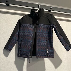 Children's Black and Blue Patterned Soft Shell Jacket